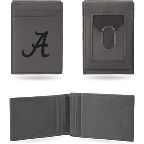 Rico Industries NCAA Alabama Crimson Tide Gray Laser Engraved Front Pocket Wallet Laser Engraved Front Pocket Wallet - Compact/Comfortable/Slim, 2.75 x 4-"