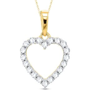 0.25 ct. t.w. Natural Diamond Open-Space Heart Pendant Necklaces for Women Girls - Love Open Heart Necklace Jewelry Gift 18K Gold Over Sterling Silver (0.24 Carat, I-J Color, I2 Clarity)