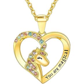 Unicorn Necklace Gifts For Daughter Granddaughter Niece CZ Stone Jewelry Unicorn Gifts for Girls Kids Jewelry Birthday Graduation Gifts for Her Girls Golden