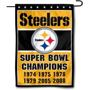 Steelers 6 Time Super Bowl Champions Double Sided Garden Flag