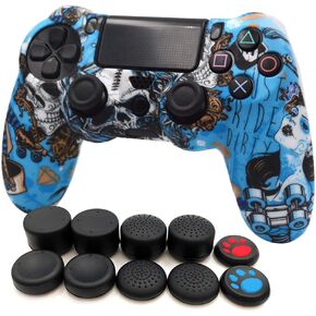 مجموعة غطاء سيليكون ناعم مضاد للانزلاق لوحدة تحكم PlaySation 4 (الاسم المستعار Wireless DualShock 4) والتي تحتوي على قطعة واحدة من غطاء وحدة التحكم + 8 قطع من أغطية قبضة الإبهام - فتاة