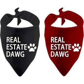 2 Pack Funny Realtor Dog Bandana Gift Real Estate Dawg Dog Bandana (Real Estate Dawg)