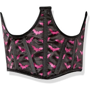 Daisy corsets womens Lavish Black & Magenta Bats Satin Open Cup Waist Cincher