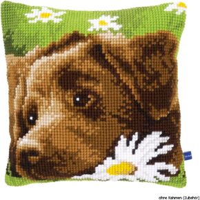 Vervaco Chocolate Labrador Cushion Cross Stitch Kit, 15.75" by 15.75"