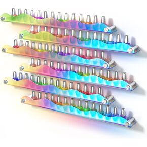 NiHome 6-Pack Acrylic Wall Shelves Nail Polish Salon Organizer, Iridescent Cute Modern Stylish Display and Storage 15"x2" Large Ledge Shelves for Bathrooms, Living Spaces