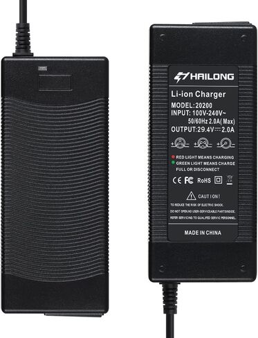 H HAILONG 29.4V 2A Lithium ion Battery Charger for 25.2V 25.9V 24V Battery with 2 Plugs (8mm 3-Prong and DC 5.5 x 2.1 mm Plug) in Saudi Arabia