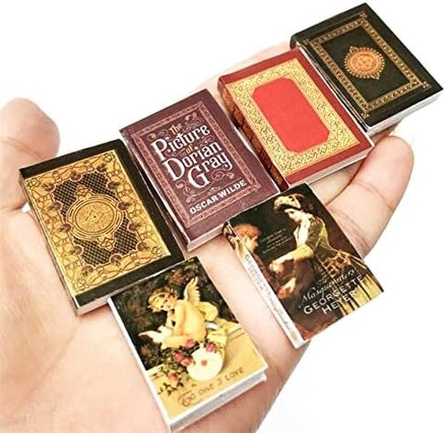 6Pcs Set Mini House Miniature Furniture Bookshelf Story Books Landscape Decoration Accessories Miniature Scene Model Novel Books for Bedroom Book Room Play in Saudi Arabia