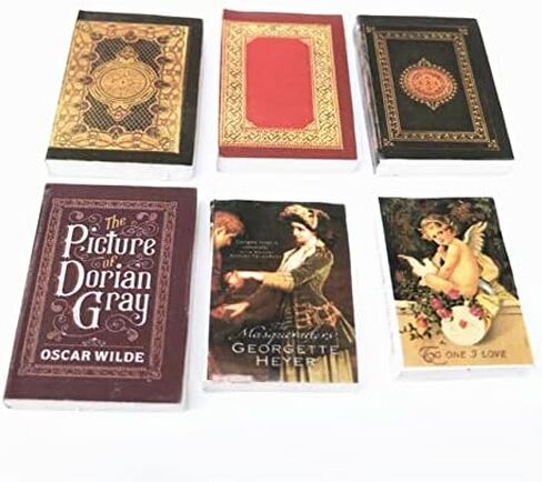 6Pcs Set Mini House Miniature Furniture Bookshelf Story Books Landscape Decoration Accessories Miniature Scene Model Novel Books for Bedroom Book Room Play in Saudi Arabia