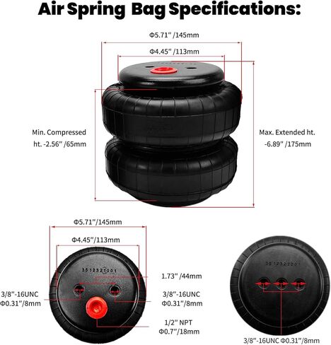 مجموعة تعليق أكياس الهواء الزنبركية VIGOR متوافقة مع 2007-2018 Chevy Silverado 1500 وGMC Sierra 1500 Pickups، استبدال TOW-BB-GM07، ما يصل إلى 5000 رطل من سعة تسوية الحمل in Kuwait