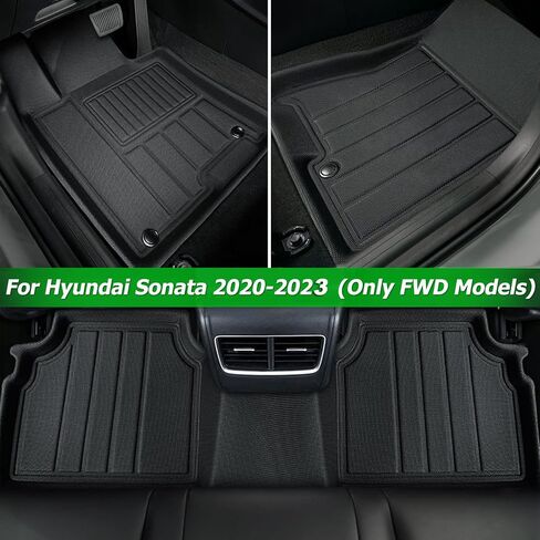 DrCarNow® for Hyundai Sonata Floor Mats 2024 2023 2022 2021 2020 & for Kia K5 Floor Mats 2021-2024 (ONLY FWD), Custom Accessories Fits for Sonata for K5 All Weather Floor Lines 1st & 2nd Rows in Kuwait