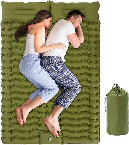 وسادة نوم مزدوجة، سجادات نوم ذاتية النفخ للتخييم مع وسادة، مرتبة وسادة تخييم خفيفة الوزن قابلة للنفخ مع مضخة قدم مدمجة لحقائب الظهر والمشي لمسافات طويلة والتسلق والسفر والخيمة in Kuwait
