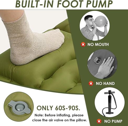 وسادة نوم مزدوجة، سجادات نوم ذاتية النفخ للتخييم مع وسادة، مرتبة وسادة تخييم خفيفة الوزن قابلة للنفخ مع مضخة قدم مدمجة لحقائب الظهر والمشي لمسافات طويلة والتسلق والسفر والخيمة in Kuwait