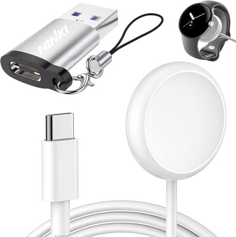 NINKI Compatible Google Pixel Watch Charger Cable Stand Type C + USB Adapter + USB Strap,3 in 1 Magnetic Wireless Charging Stand Pixel Watch Adapter Charging Station for Google Pixel Watch Accessories in Saudi Arabia