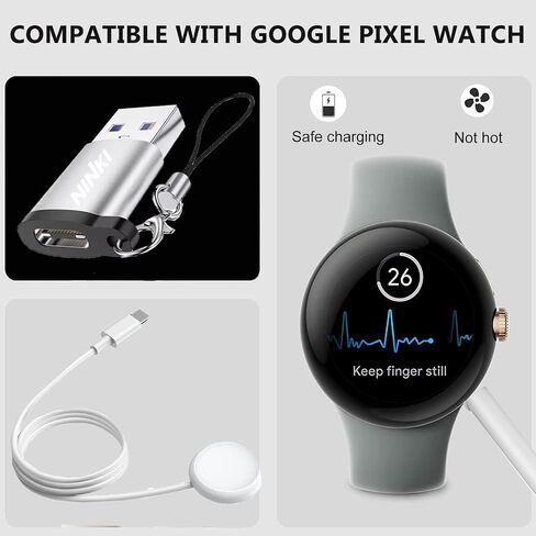 NINKI Compatible Google Pixel Watch Charger Cable Stand Type C + USB Adapter + USB Strap,3 in 1 Magnetic Wireless Charging Stand Pixel Watch Adapter Charging Station for Google Pixel Watch Accessories in Saudi Arabia