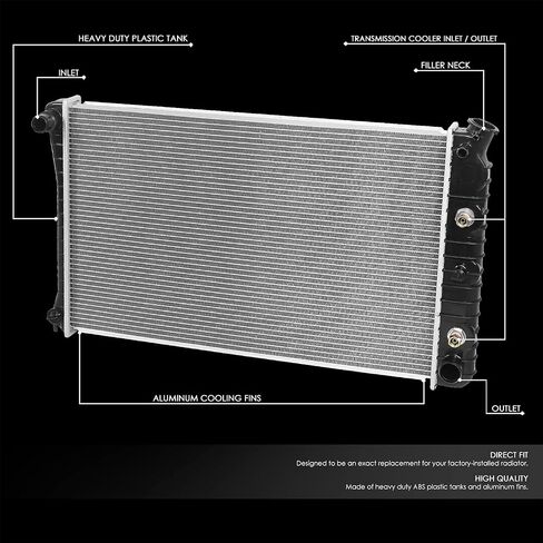 DNA Motoring OEM-RA-2518 OE Style Direct Fit Radiator متوافق مع 02-05 Cavalier/Sunfire، 26 بوصة عرض × 15 بوصة ارتفاع × 1 بوصة عمق، مدخل 1-5/16 بوصة / مخرج 1-5/16 بوصة in Saudi Arabia