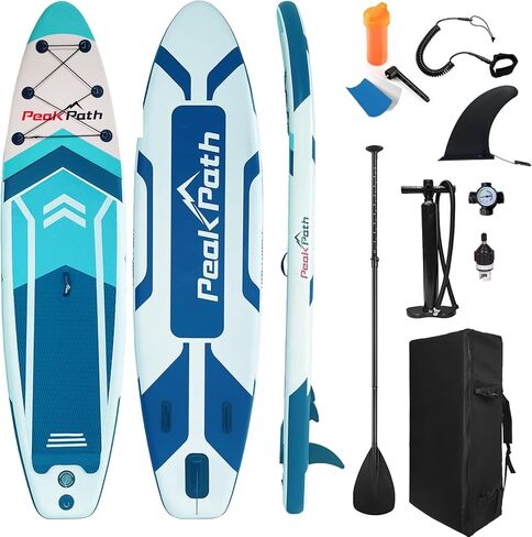 ألواح تجديف واقفة قابلة للنفخ من جميع النواحي مع ملحقات لوح SUP ممتازة، تصميم ثابت واسع، ثبات وانزلاق ممتازين، سطح غير قابل للانزلاق، لوح SUP خفيف للغاية in Kuwait