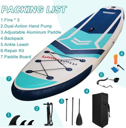 ألواح تجديف واقفة قابلة للنفخ من جميع النواحي مع ملحقات لوح SUP ممتازة، تصميم ثابت واسع، ثبات وانزلاق ممتازين، سطح غير قابل للانزلاق، لوح SUP خفيف للغاية in Kuwait