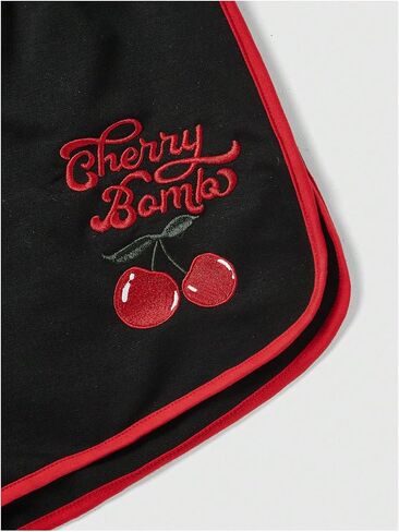 SweatyRocks Women's Cute Strawberry Embroidery Elastic Waist Workout Dolphin Shorts in Saudi Arabia