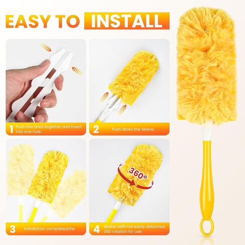 Duster Refills Compatible with Swiffer Dusters，Multi Surface 360 Heavy Duty Duster Refills & 1 Handle, Disposable Dusters for Cleaning (32 Count+1 Handle) in Saudi Arabia