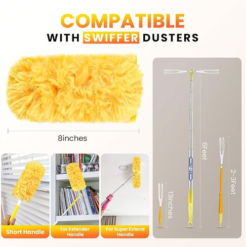 Duster Refills Compatible with Swiffer Dusters，Multi Surface 360 Heavy Duty Duster Refills & 1 Handle, Disposable Dusters for Cleaning (32 Count+1 Handle) in Saudi Arabia