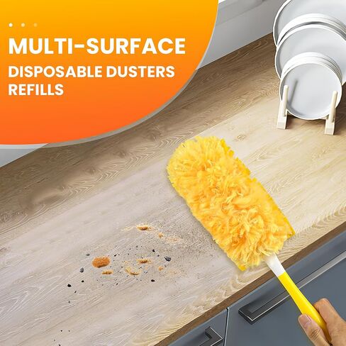Duster Refills Compatible with Swiffer Dusters，Multi Surface 360 Heavy Duty Duster Refills & 1 Handle, Disposable Dusters for Cleaning (32 Count+1 Handle) in Saudi Arabia
