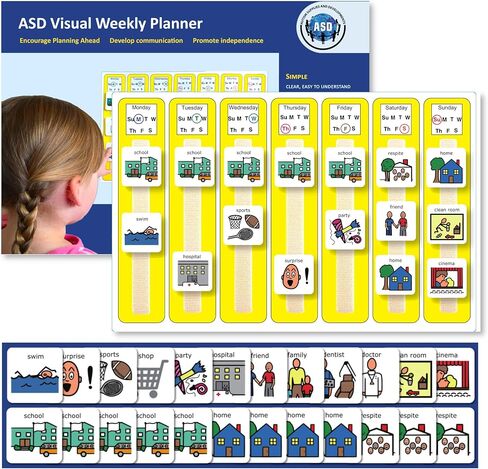 Kids Calendar Visual Schedule Autism – Premium Durable Plastic – Calendar Pocket Chart – Special Education Classroom Must Have – Autism Learning Materials (English) in Saudi Arabia