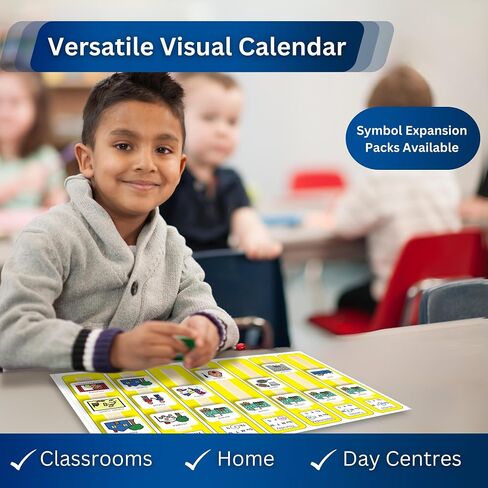Kids Calendar Visual Schedule Autism – Premium Durable Plastic – Calendar Pocket Chart – Special Education Classroom Must Have – Autism Learning Materials (English) in Saudi Arabia