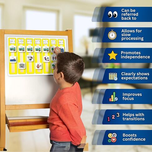 Kids Calendar Visual Schedule Autism – Premium Durable Plastic – Calendar Pocket Chart – Special Education Classroom Must Have – Autism Learning Materials (English) in Saudi Arabia