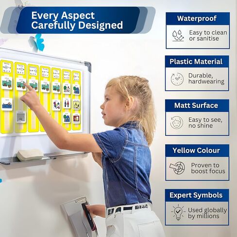 Kids Calendar Visual Schedule Autism – Premium Durable Plastic – Calendar Pocket Chart – Special Education Classroom Must Have – Autism Learning Materials (English) in Saudi Arabia