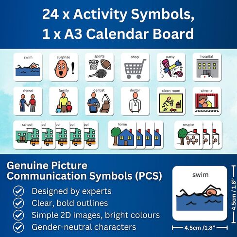 Kids Calendar Visual Schedule Autism – Premium Durable Plastic – Calendar Pocket Chart – Special Education Classroom Must Have – Autism Learning Materials (English) in Saudi Arabia