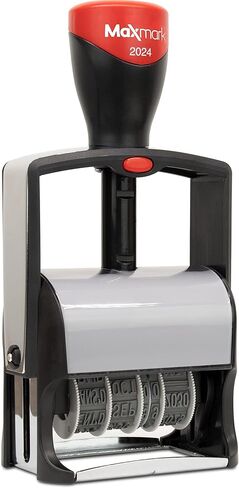 MaxMark 2024 Heavy Duty Date Phrase Stamp, Large Date Size - Exclusive 12-Year Band - Black Ink in Kuwait