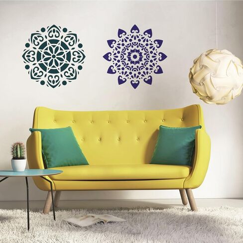 4 Pcs Large Pattern Mandala Stencils Reusable Mandala Dot Painting Templates DIY Floral Spray Paint Stencil Drawing Craft Stencil for Wood Wall Tile Floor Canvas Fabric Furniture Rock Concrete (8x8) in Kuwait