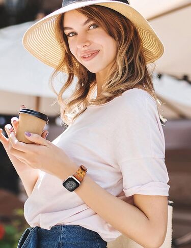 Minyee Leather Band Compatible with Apple Watch Band 41/40/38/44/45/49/42mm Women, Dressy Designer Embossed Leather Wristband Sunflower Pattern Strap for iWatch Ultra 2, Series 9/8/7/6/5/4/3/2/1/SE in Saudi Arabia