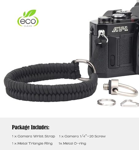 حبل معصم لكاميرا باراكورد لكاميرات DSLR، مع برغي سريع التحرير لـ Insta360 X3، وكاميرات الحركة، وعصا السيلفي (13.8 بوصة، أسود) in Saudi Arabia