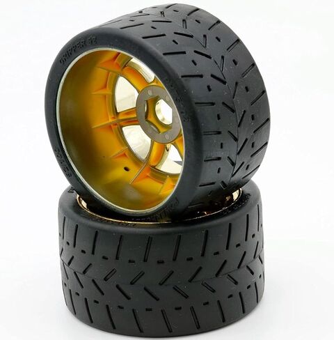 1/8 Gripper 54/100 Belted Mounted Rear Tires/Wheels 17mm (2) Arrma Felony/Infraction/Limiitless (Gold) in Saudi Arabia
