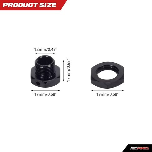 RCAWD Wheel Hex & Wheel Nut 17mm for ARRMA 6S, Fireteam 6S, Kraton 6S, Notorious 6S, Outcast 6S, Talion 6S Upgrades Parts, Wheels Hubs Adapter for #AR310484#ARAC9416, AR310449#ARAC9763 Black in Saudi Arabia