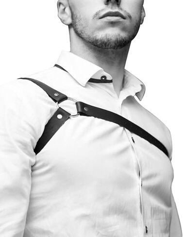Men's Black Leather Body Chain Chest Harness Belt Shoulder Straps Adjustable Buckle Straps Costume Party Carnival in Saudi Arabia