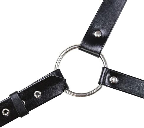 Men's Black Leather Body Chain Chest Harness Belt Shoulder Straps Adjustable Buckle Straps Costume Party Carnival in Saudi Arabia