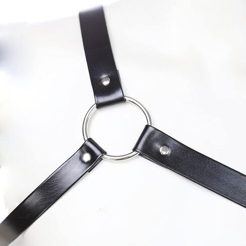 Men's Black Leather Body Chain Chest Harness Belt Shoulder Straps Adjustable Buckle Straps Costume Party Carnival in Saudi Arabia