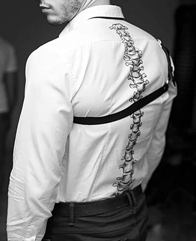 Men's Black Leather Body Chain Chest Harness Belt Shoulder Straps Adjustable Buckle Straps Costume Party Carnival in Saudi Arabia