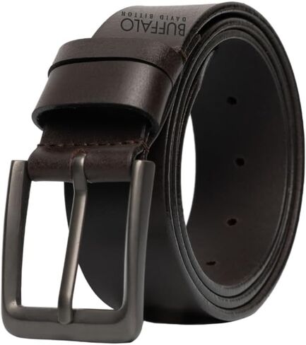 Buffalo David Bitton Mens Belt | 38mm Black Belt/Dark Brown Belt | 100% Genuine Leather Belt | Casual Jeans Belts in Kuwait