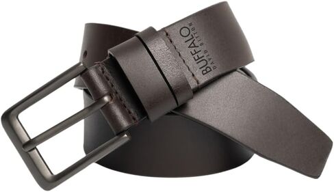 Buffalo David Bitton Mens Belt | 38mm Black Belt/Dark Brown Belt | 100% Genuine Leather Belt | Casual Jeans Belts in Kuwait