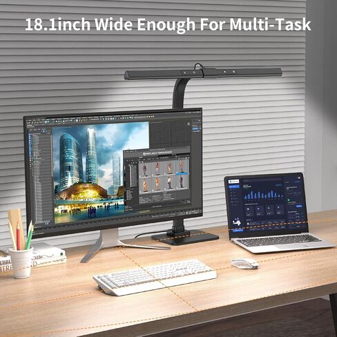 KableRika LED Desk Lamp, Architect Desk Lamps for Home Office, 12W Bright Modern Tall Table Lamp with Base, Dimmable&6 Color Modes, Auto-Dimming for Office Desk Lighting, Workbench, Monitor, Crafting in Saudi Arabia