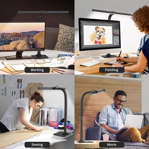 KableRika LED Desk Lamp, Architect Desk Lamps for Home Office, 12W Bright Modern Tall Table Lamp with Base, Dimmable&6 Color Modes, Auto-Dimming for Office Desk Lighting, Workbench, Monitor, Crafting in Saudi Arabia
