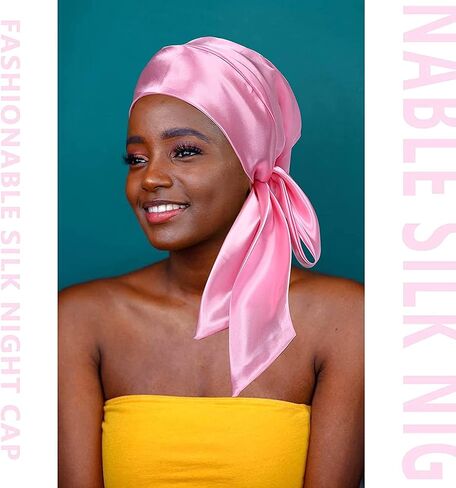 Soft Satin Head Scarf Sleeping Cap Turbans Long Tie Hat Head Cover Bonnet Head Wear for Women in Saudi Arabia
