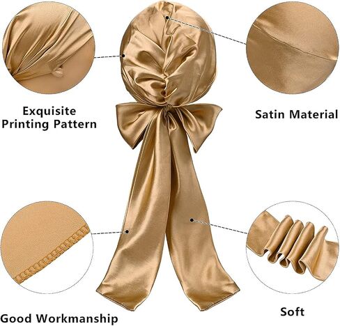 Soft Satin Head Scarf Sleeping Cap Turbans Long Tie Hat Head Cover Bonnet Head Wear for Women in Saudi Arabia