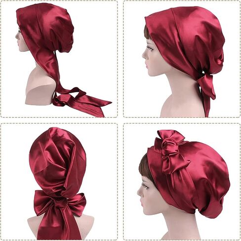 Soft Satin Head Scarf Sleeping Cap Turbans Long Tie Hat Head Cover Bonnet Head Wear for Women in Saudi Arabia