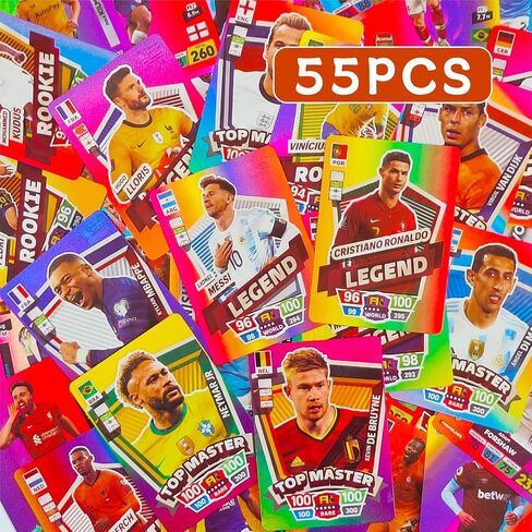 55 Colorful Soccer Star Cards Soccer Trading Cards Limited Edition Soccer Card Champion Collection League Card Gift for Children Fans in Saudi Arabia