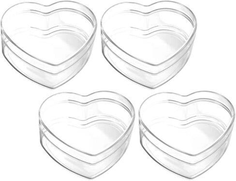 Yardwe Candy Favor Containers 4Pcs Clear Acrylic Plastic Heart-shaped Acrylic Box with Lid Small Storage Boxes for Candy Pill and Tiny Jewelry (2.55X2.36X1.18in) Party Favor Containers in Kuwait