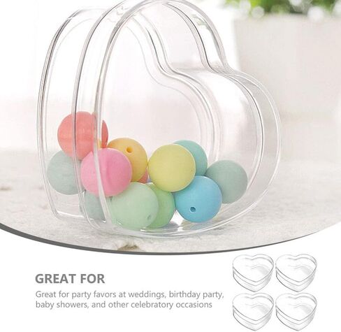 Yardwe Candy Favor Containers 4Pcs Clear Acrylic Plastic Heart-shaped Acrylic Box with Lid Small Storage Boxes for Candy Pill and Tiny Jewelry (2.55X2.36X1.18in) Party Favor Containers in Kuwait